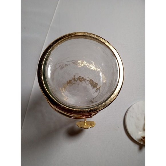 Canister with Gold Heart Detail and Real Marble Lid/Flower Knob 8 & 3/4" Tall - Picture 8 of 10